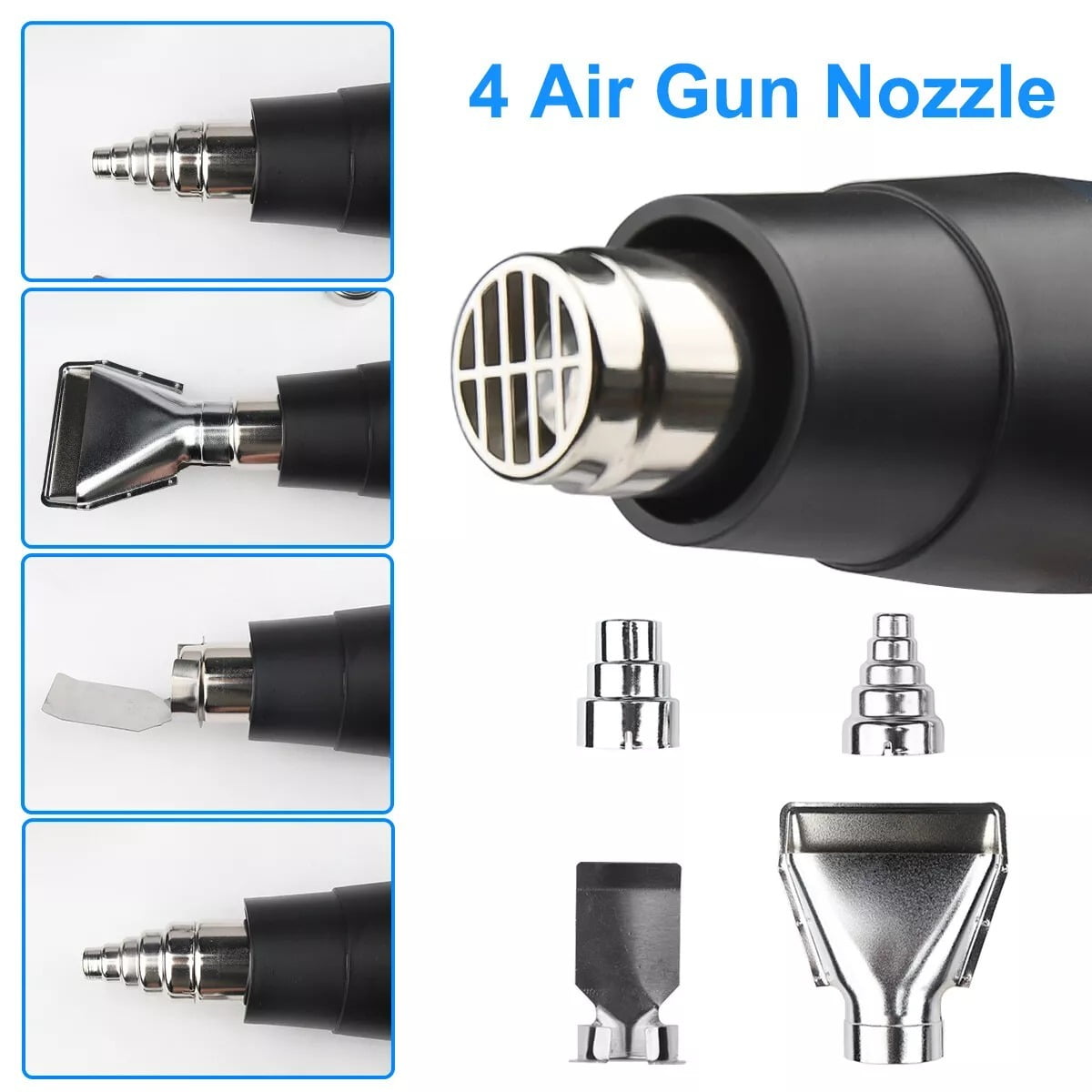 2500W Electric Heat Gun with LCD Display, Dual Temperature Control, 4 Nozzles for Shrinking, Paint Removal, Rust Loosening, and DIY Projects