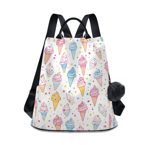 FORMRS Women's Travel Backpack Purse Anti-Theft Hidden Pockets Casual Shoulder Bag, Colorful Ice Cream Pattern