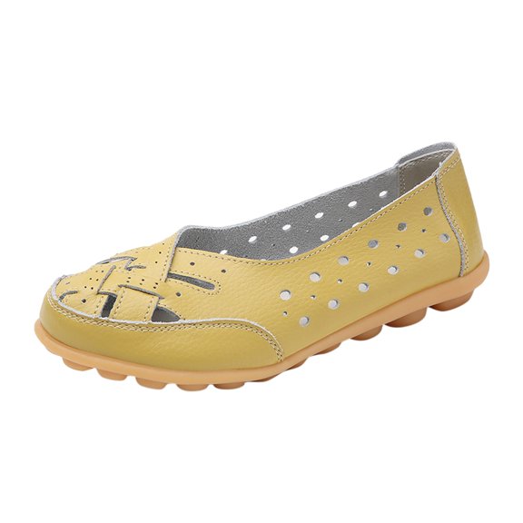 Caqnni Womens Loafers Shoes Platform Penny Loafer Comfortable Slip On Work Office Business Casual Dress Shoes Flats Shoes (Yellow,43)