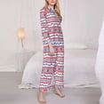 thumbnail image 2 of KLL red blue Snow Mountain Print Women's Long Sleeve Pajamas with Pants Sleepwear Loungewear 2 Set-XX-Large, 2 of 8