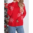 thumbnail image 2 of FAROOT Chandail à Col Roulé de Noël pour Femmes Flocon de Neige Jacquard Tricoté Pulls Automne Hiver, 2 of 9