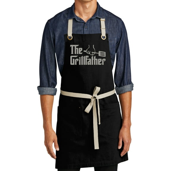 Men's The Grillfather Funny Full-Length 2-Pocket Apron - Black/Stone