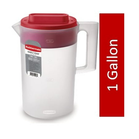 Rubbermaid, 1 Gallon, 1 Pack, Red, Plastic Simply Pour Pitcher with Multifunction Lid