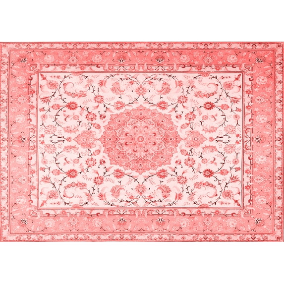 Ahgly Company Indoor Rectangle Medallion Red Traditional Area Rugs, 5' x 7'