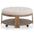 thumbnail image 3 of Furniture of America Scandi Wood Round Coffee Table in Natural and Beige, 3 of 6