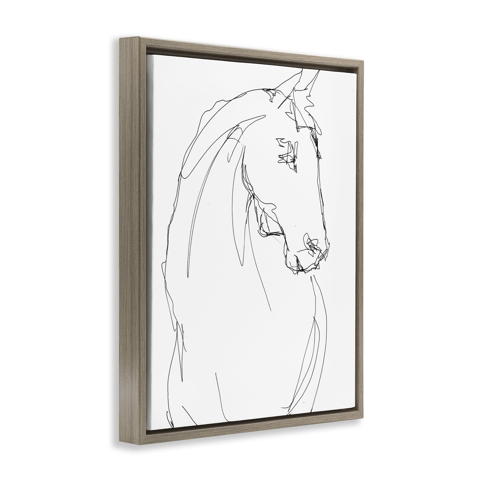 Stupell Industries Sketched Horse Contour Brown Framed Floater Canvas Wall Art, design by Lorenzo Collective