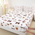 thumbnail image 4 of Manfei Brown Bow Knot Queen Sheets,Sweet Ice Cream Queen Sheet Sets,4 Pieces,1 Flat Sheet,1 Fitted Sheet and 2 Pillowcases, 4 of 6