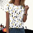 thumbnail image 2 of TOWED22 Halloween Shirts for Women Pumpkin Cat Graphic Tees Fall Crewneck Short Sleeve Costumes Autumn Party Graphic T-Shirt(White,M), 2 of 9