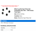 thumbnail image 2 of Wheel Lug Nut Cap 5 Piece Set - Compatible with 1990 - 1998 Pontiac Trans Sport 1991 1992 1993 1994 1995 1996 1997, 2 of 2