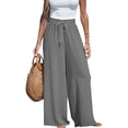 thumbnail image 2 of PEXLYCLU Palazzo Pants for Women Dressy, Wide Leg Pants Woman, Womens Pants Trendy, Wide Leg Pants for Women High Waisted Palazzo Pants Work Casual Flowy Tie Knot Trousers With Pockets, Gray XL, 2 of 4