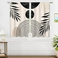 thumbnail image 4 of Grey Beige Abstract Mid Century Small Kitchen Curtains Leaf Window Treatment Boho Modern Cafe Short Curtains for Bathroom Dining Room Minimalist Geometric Tier Treatment Drapes 27.5x39 inch, 4 of 6