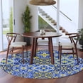 thumbnail image 3 of Round Rugs 6 Ft, Vintage Boho Non Slip Area Rugs for Kitchen Bedroom Entryway, Middle Century Bohemia Style Patchwork Blue Washable Carpet Runner Rug Floor Mats for Bedroom Home Decor, 3 of 8
