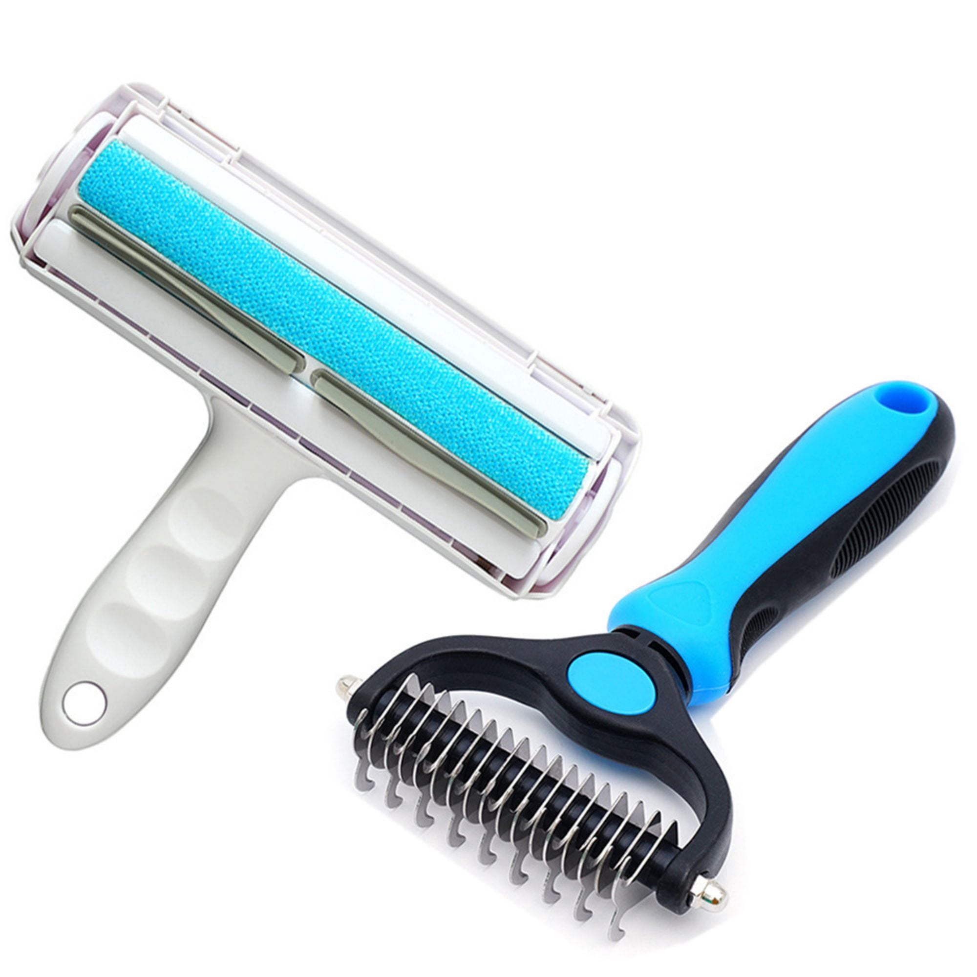 CNNIK Pet Grooming Kit - dog brushes for grooming?best cat hair brush?Blue Pet Shedding Brush & Dematting Comb Set Effortlessly Removes Loose Hair & Tangles for Dogs and Cats