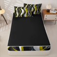 thumbnail image 4 of Erosebridal Modern Wave Stripe Zipper Twin Comforter Sets with Fitted Sheet and 2 Pillowcases,Geometric Line Art Zipper Bedding Set For Girls,Black Reversible,4 Pieces, 4 of 7