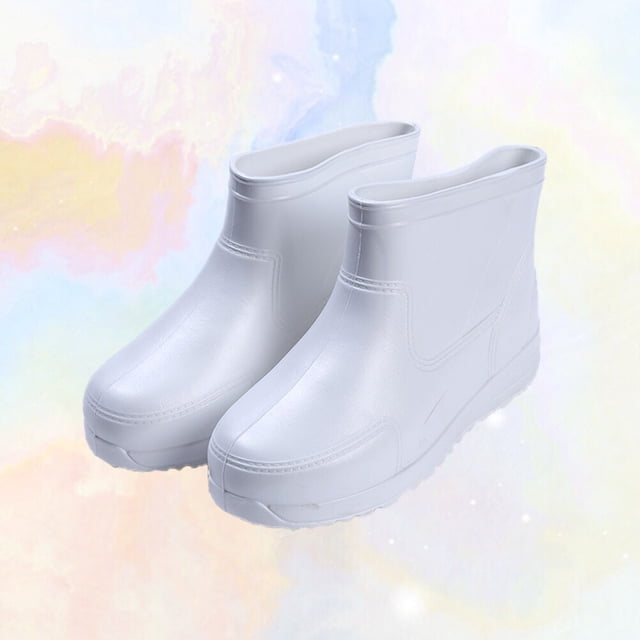 EXHUMKY 1 Paire de Bottes Résistantes aux Alcalis Semelle Antidérapante avec Design à Bout Circulaire Blanc