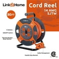 thumbnail image 3 of Link2Home 80 Ft Extension Cord Reel 4 Outlets 14AWG Cable Outdoor Use, 3 of 9