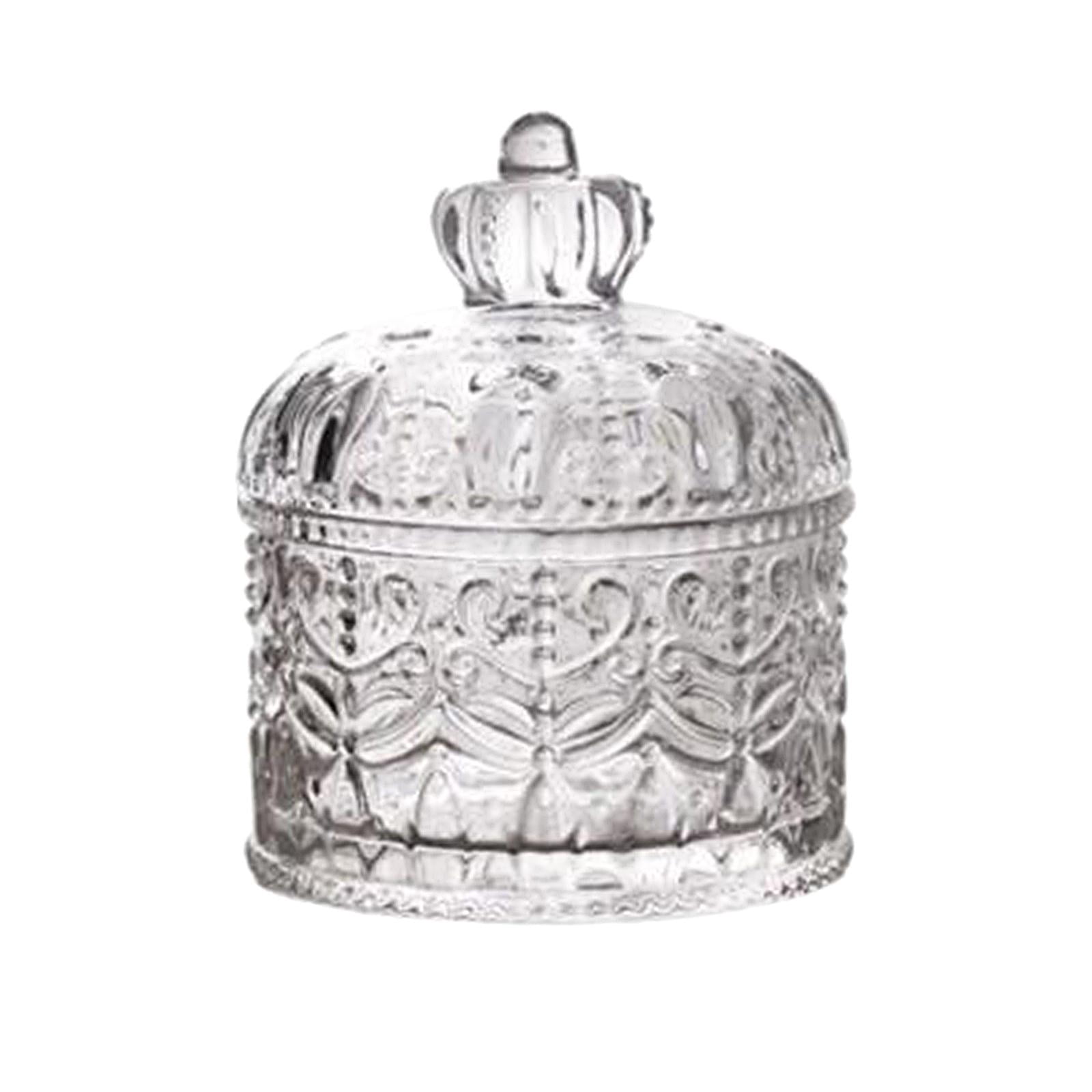 Elegant Crystal Glass Jar Sugar Bowl Snacks Storage Organization