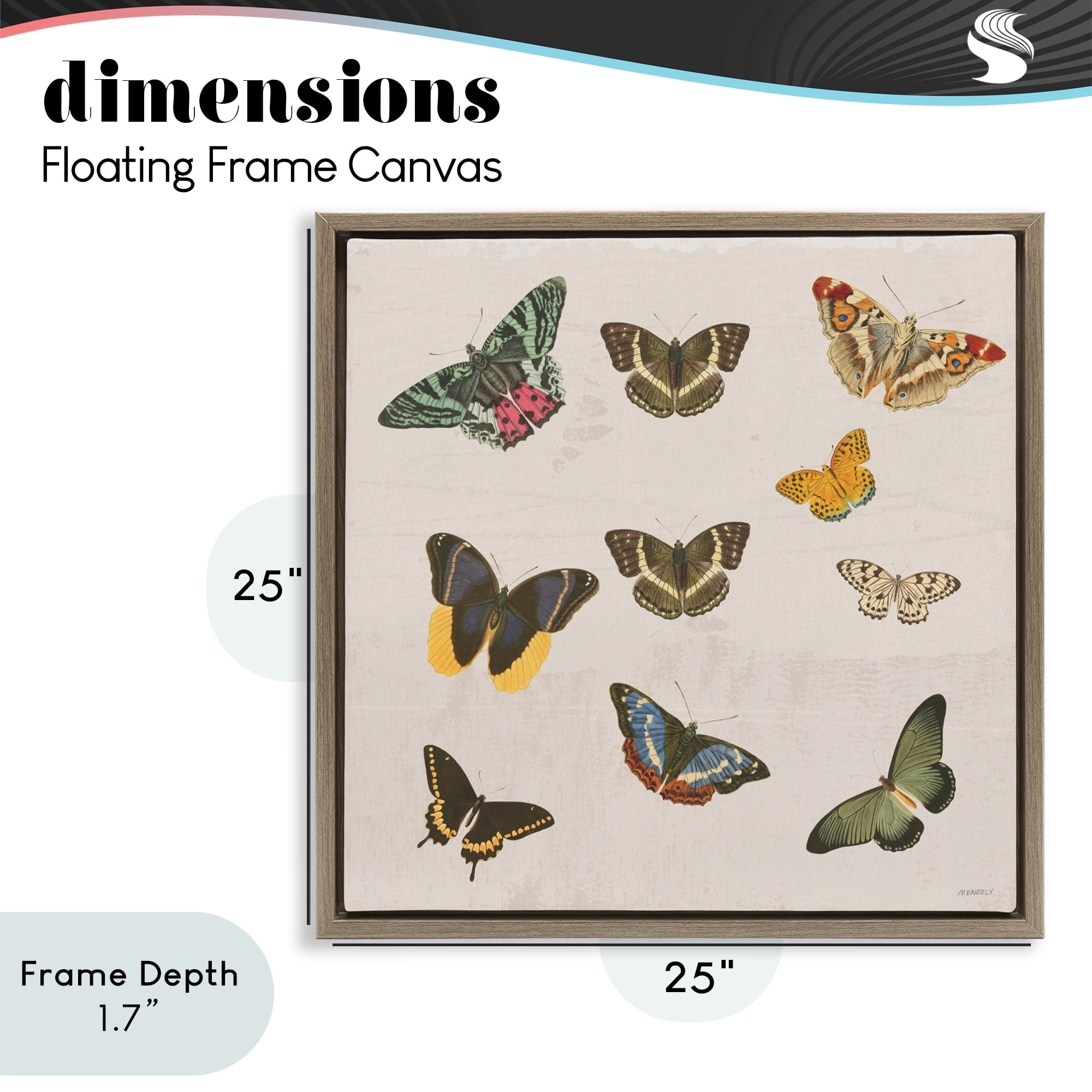 Stupell Industries Antique Butterfly Flight Brown Framed Floater Canvas Wall Art, design by Dan Meneely