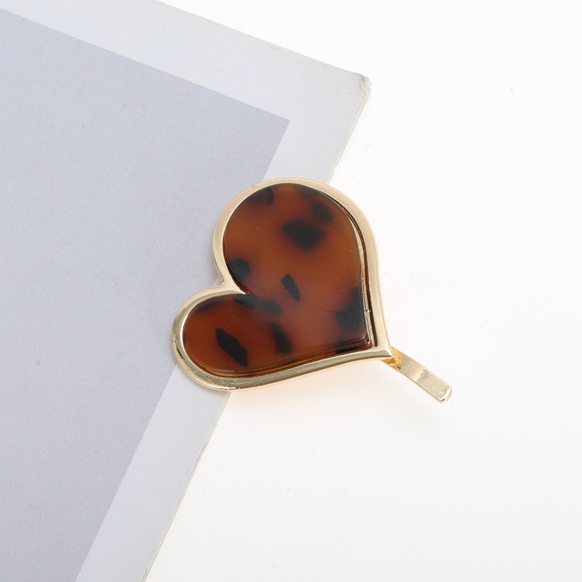 Unique Bargains Stylish Heart Design Ponytail Buckle Hair Clip Brown