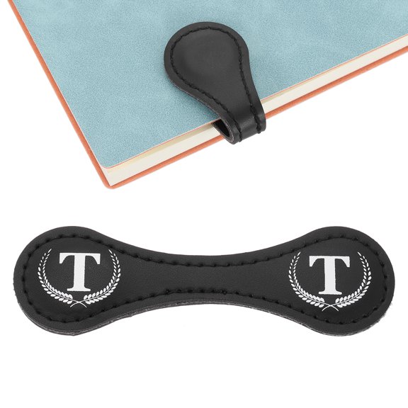 Uxcell Personalized Magnetic Leather Bookmark, 26 Letters Bookmark, (Black/T)