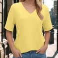 thumbnail image 2 of Pimfylm Womens Cap Sleeve Crop Tops Cotton V Neck T Shirt Boxy Loose Fit Short Sleeves Tee Summer Fashion Clothes 2025 Yellow, XL, 2 of 7