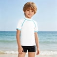 thumbnail image 3 of FUZHIQ Boys Girls Rash Guard Short Sleeve UPF 50+ Sun Protection Swim Shirt Kids Quick Dry SPF Water Shirt,3-4 Years, 3 of 7
