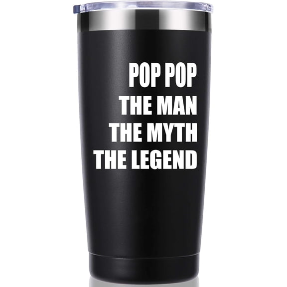 Pop Pop The Man The Myth The Legend 20 OZ Tumbler.Grandpa Gifts.Birthday Gifts,Christmas Gifts for Men,New Grandpa,Grandpa Again,Granddad,New Grandfather,Husband,Men Travel Mug(Black)