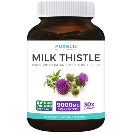 Organic Milk Thistle Extract (Vegan) - Super-Concentrated 4:1 Extract for 1,200mg of Milk Thistle Herb Power - Silymarin Marianum - Supports Liver Health, Cleanse & Detox - 60