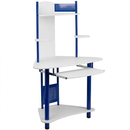 - Scranton & Co Corner Computer Desk with Hutch in Blue