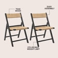 thumbnail image 2 of JONATHAN Y Kiawah Coastal Modern Woven Seagrass Teak Wood Folding Chair, Black (Set of 2), FLD1002C-SET2, 2 of 6
