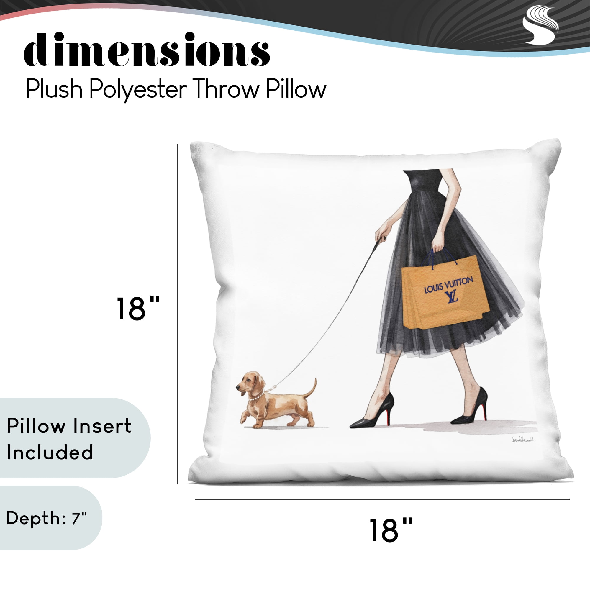 Stupell Industries Fashionable Dog Walking Decorative Printed Throw Pillow, design by Amanda Greenwood, 18 x 7 x 18