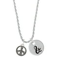 thumbnail image 1 of Delight Jewelry Silvertone Beaded Peace Sign Silvertone Script Initial Disc - & - Charm Necklace, 20"+3", 1 of 4