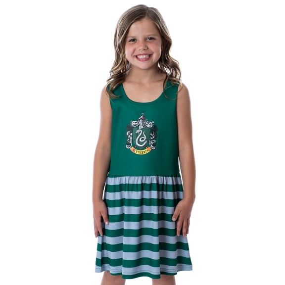 Harry Potter Girls All Houses Crest Logo Tank Stripe Accent Pajama Nightgown