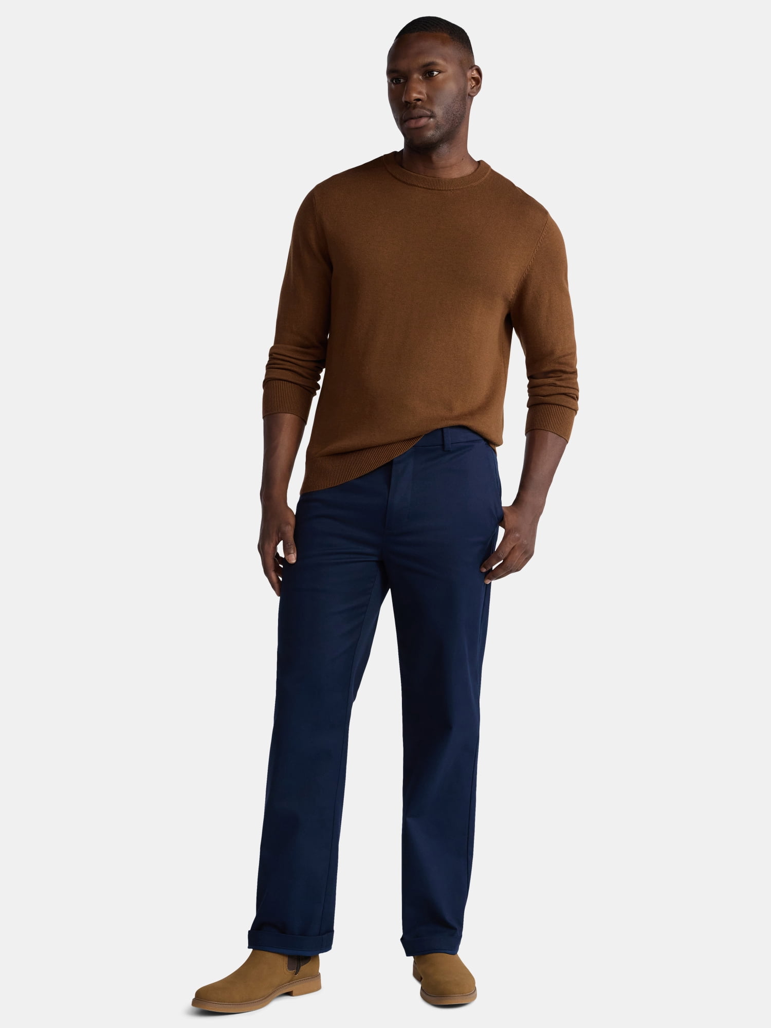 George Men's & Big Men's Relaxed Fit Lightweight Crewneck Sweater, Sizes XS-3XL