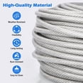 thumbnail image 4 of 3/16" Wire Rope Kit, 100Ft PVC Coated Steel Cable Guide Wire Tensioner Strainer Kit w/ 7×7 Strand Core Steel Wire for String Light Hanging Kit/Decking & Stair Railings/Shade Sails/Clothes Line, 4 of 7