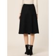 thumbnail image 4 of Falda A media pierna elástica Allegra K con bolsillos de ante sintético para mujer con cinturón Negro XL, 4 of 6