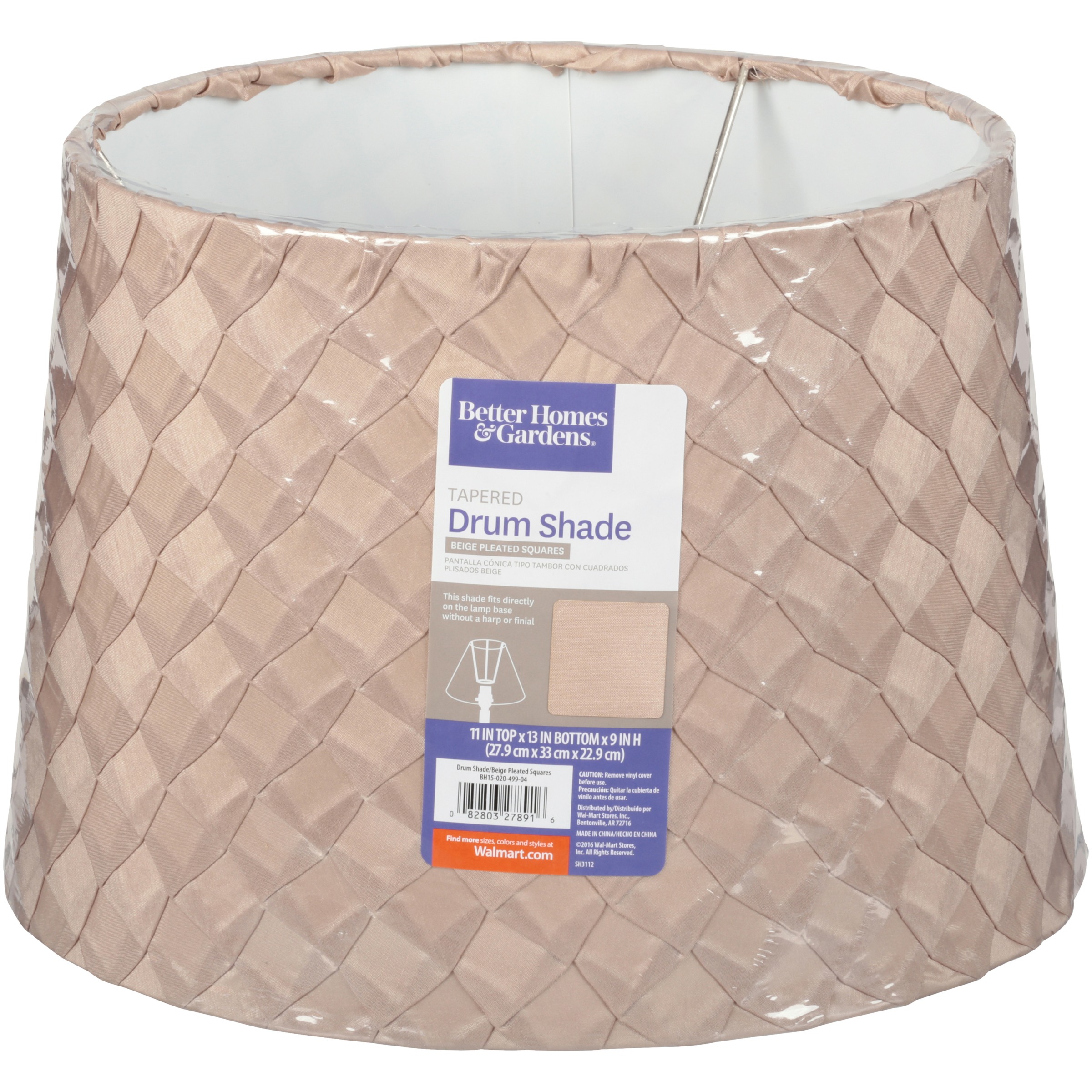 Better Homes Gardens Xc2 Xae Beige Pleated Squares Tapered Drum Shade