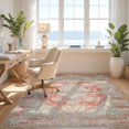thumbnail image 3 of Design&I 9'x12' Washable Area Rug Sleek Flatweave Pet Friendly Vintage Boho Farmhouse Distressed Kilim Potbelly Burning for Master Suite, Under Bed, 3 of 7