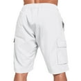 thumbnail image 5 of MIXUE Mens Shorts Summer Solid Color Pocket Outdoor Sports Casual Loose Linen Cargo Mens Workout Shorts Daily-Wear,White,XXL, 5 of 9
