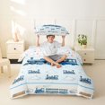 thumbnail image 2 of Castle Fairy Watercolor Train Twin Bedding for Teens, Stripe Cloud Art Duvet Cover Set for Bedroom, Light Blue White,2pcs,No Comforter, 2 of 6