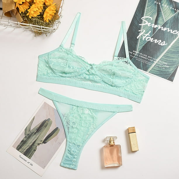 Encaje sexy conjunto de ropa interior sujetador ropa interior regalo para mujer verde agua L 2 piezas Noticed XX000054 51 Walmart en linea
