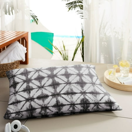 Humble and Haute Sunbrella Grey Geometric Indoor/ Outdoor Lumbar Floor Pillow - 35 x