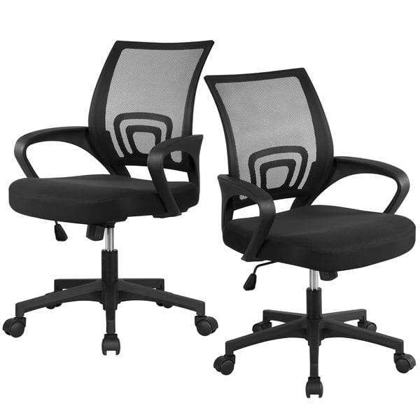 Yaheetech Set of 2 Height Adjustable 360° Rolling Ergonomic Mesh Office