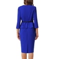 thumbnail image 3 of INSPIRE CHIC Women's Sheath Dress Notch Collar Work Peplum Pencil Dresses XL Royal Blue, 3 of 5