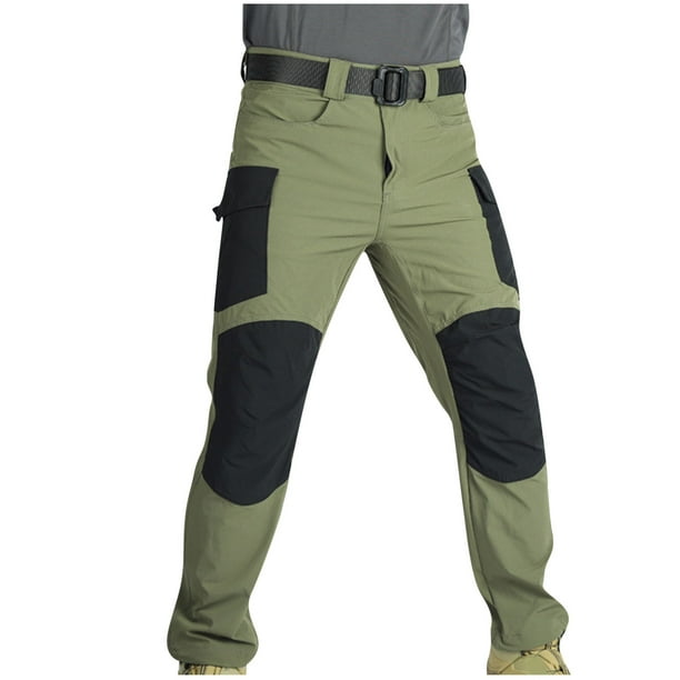 Pantalones cargo de longitud completa para hombre, casuales, de color sólido, con bolsillos y cintura elástica, de nailon.