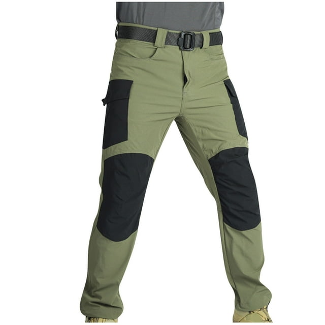 Pantalones cargo de longitud completa para hombre, casuales, de color sólido, con bolsillos y cintura elástica, de nailon.