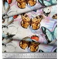 thumbnail image 3 of Soimoi Orange polyester Crepe Fabric Flower & Butterfly Print Fabric by Yard 42 Inch Wide, 3 of 5