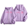 thumbnail image 6 of Womens Long Sleeve Sweatshirt Zipper UP Lightweight Soft Warm Sweatshirts Loose Pullover Tops with Pink Ribbon Print Breast Cancer Awareness Clothes (Purple, S), 6 of 6