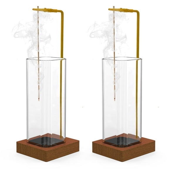 2 Pack Incense Holder and Burner with Ash Catcher, Premium Wooden Insence Stick Holder forYoga Relaxation Home Office Decor, Clear