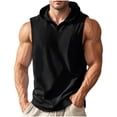 thumbnail image 2 of Men's Summer Hooded Sleeveless Vest Top, Sleeveless T-Shirt Muscle Tank, V-Neck Casual Pullover, Polyester Breathable Quick Dry Cooling, Gym Workout Training Hiking Fishing Beach, 2 of 6